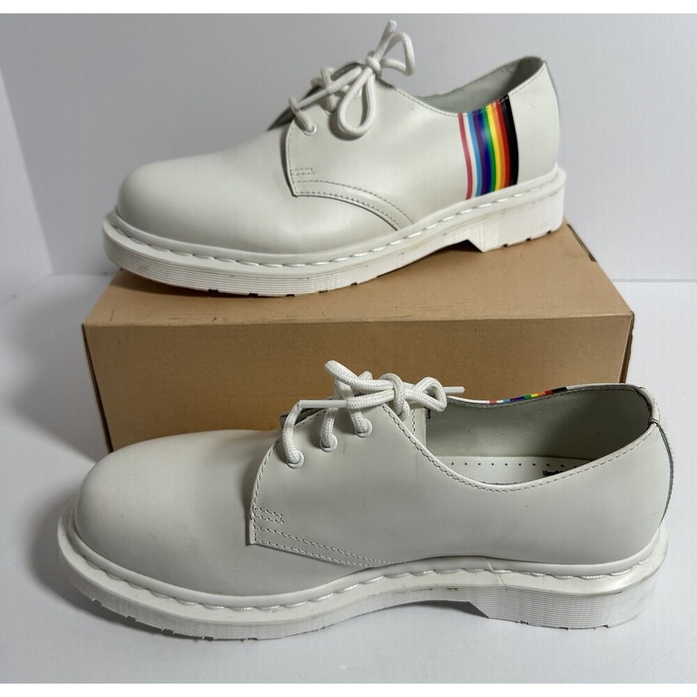 Dr Martens 1461 White Rainbow Stripe Pride Shoes Mens 9 Womens 10 - Picture 2 of 11